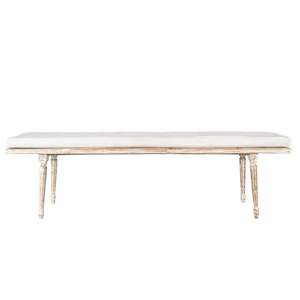 Elegant French Style Wooden Bench with Cushioning for Indoor Outdoor Party Event