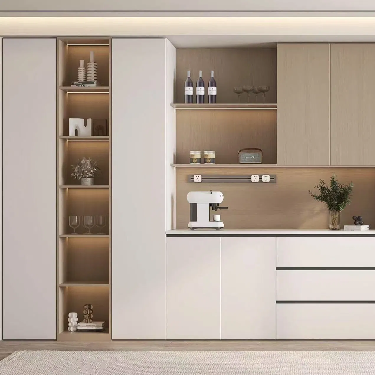 Contemporary Wooden Living Room Cabinets with Ample Storage Space