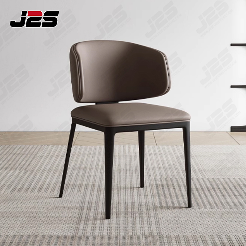 Refined Restaurant Dining Chair with Soft Leather and Gold Accents