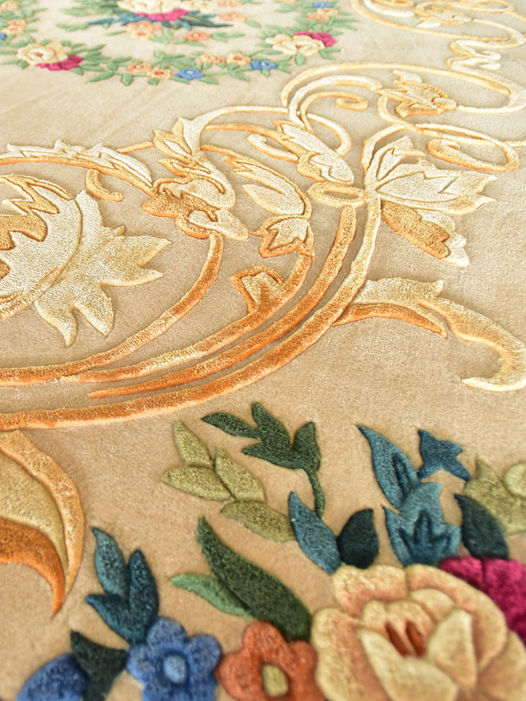 2m X 3m Gold European Style Luxury New Zealand Wool Thick Hand Tufted Carpet Rug for Home Living Room Bedroom Floor