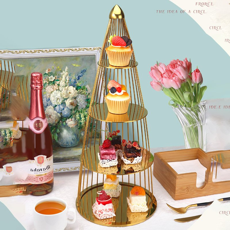 Hotel Afternoon Tea Snack Rack Stainless Steel Buffet Dessert Table Banquet Tea Break Cake Tray