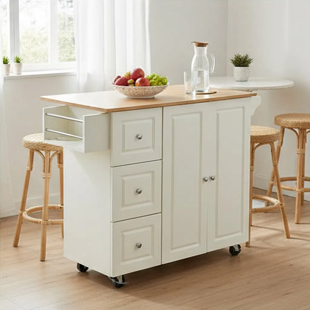 Modern Custom-Style Wooden Kitchen Island with Cabinets