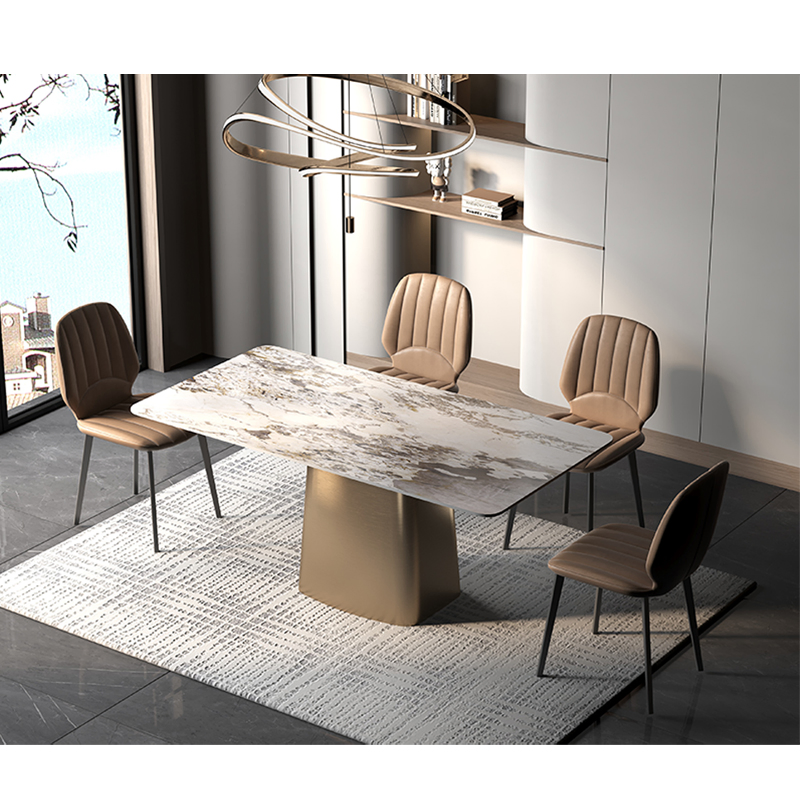 Cheap Price Restaurant Dining Room Slate Top Dining Table Set for 6 8 Seater Chairs