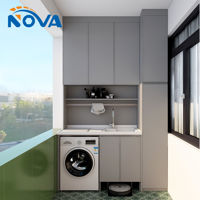 Modern Wood Balcony Cabinet for Home Furniture for Living Room Use Balcony Storage Solution for Washing Machine
