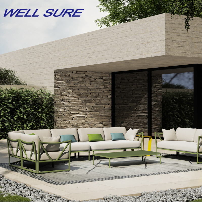 Weather Resistant Patio Lounge Sofa with Powder Coated Aluminum Build
