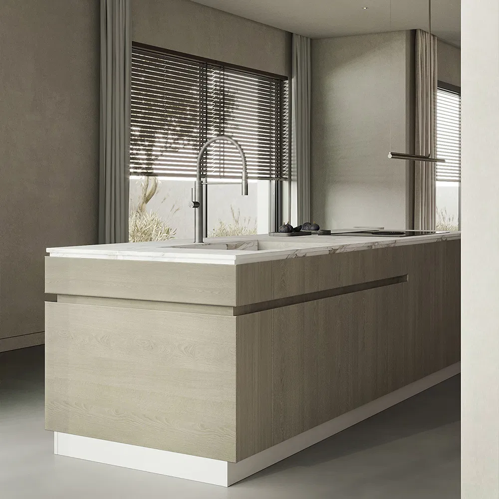 Waymove Modern Farmhouse Kitchen Island with Sink and Faucet