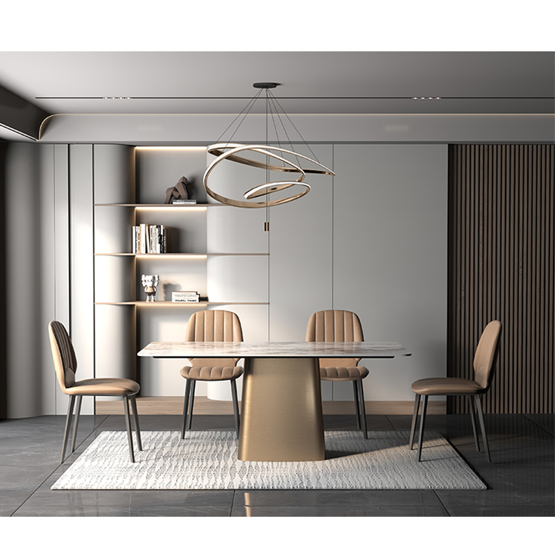 Cheap Price Restaurant Dining Room Slate Top Dining Table Set for 6 8 Seater Chairs