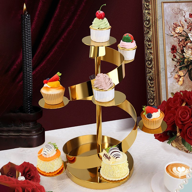 Hotel Afternoon Tea Snack Rack Stainless Steel Buffet Dessert Table Banquet Tea Break Cake Tray