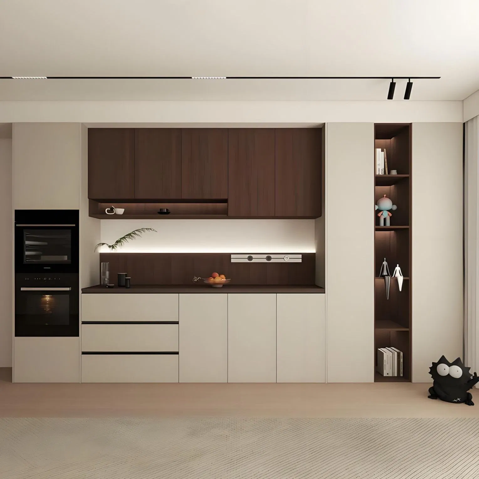 Modern Plywood Dining Buffet with Stylish Glass Door Design