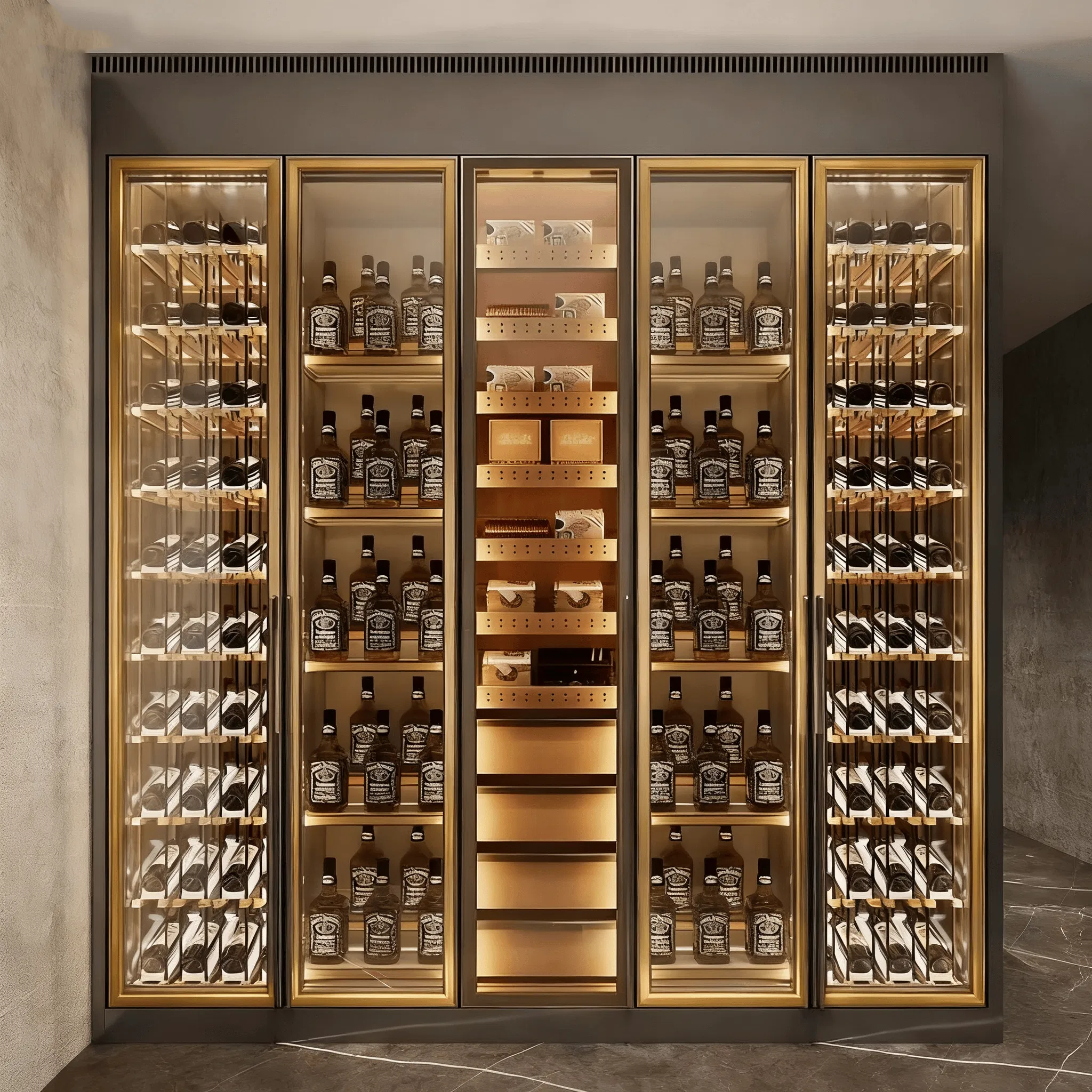 Elegant Stainless Steel Wine Storage Cabinet for Living Room Display