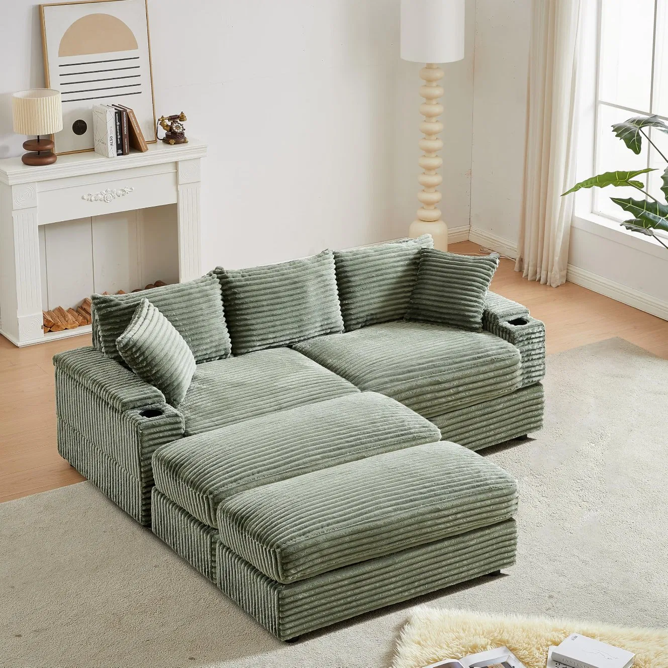 Wholesale Modern Living Room Home Vacuum Sectional Furniture L Shape Corner Foam Boneless Compressed Fabric Sofa for Hotel Apartment Villa