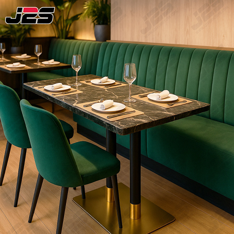 J2s Luxury Modern Metal Restaurant Table with Marble Top and Metal Base for Hotel Cafe Bar Coffee Shop Furniture