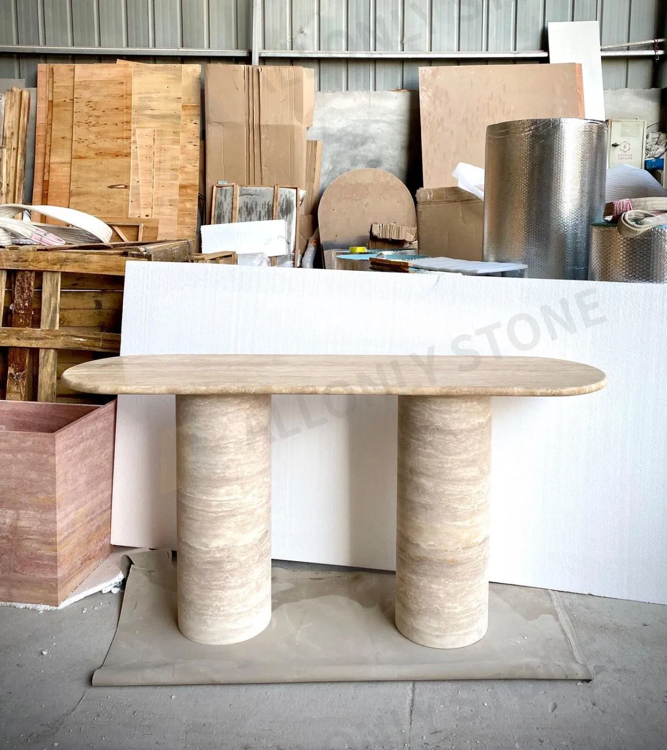 Custom Natural Travertine Table Modern Living Room Travertine Furniture Hallway Entry Table Stone Marble Console Table