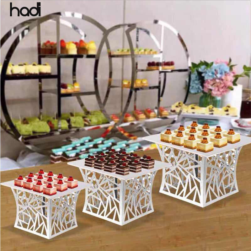 Modern Square Rose Gold Stainless Steel Food Rack for Breakfast Afternoon Tea &amp; Wedding Catering Buffets in Hotels &amp; Restaurants