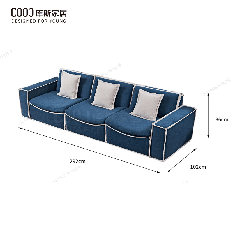 Modern Blue Fabric Three Seater Foam Sofa in Box Home Vacuum Pack Furniture Living Room Magical Compressed Sofa Couch