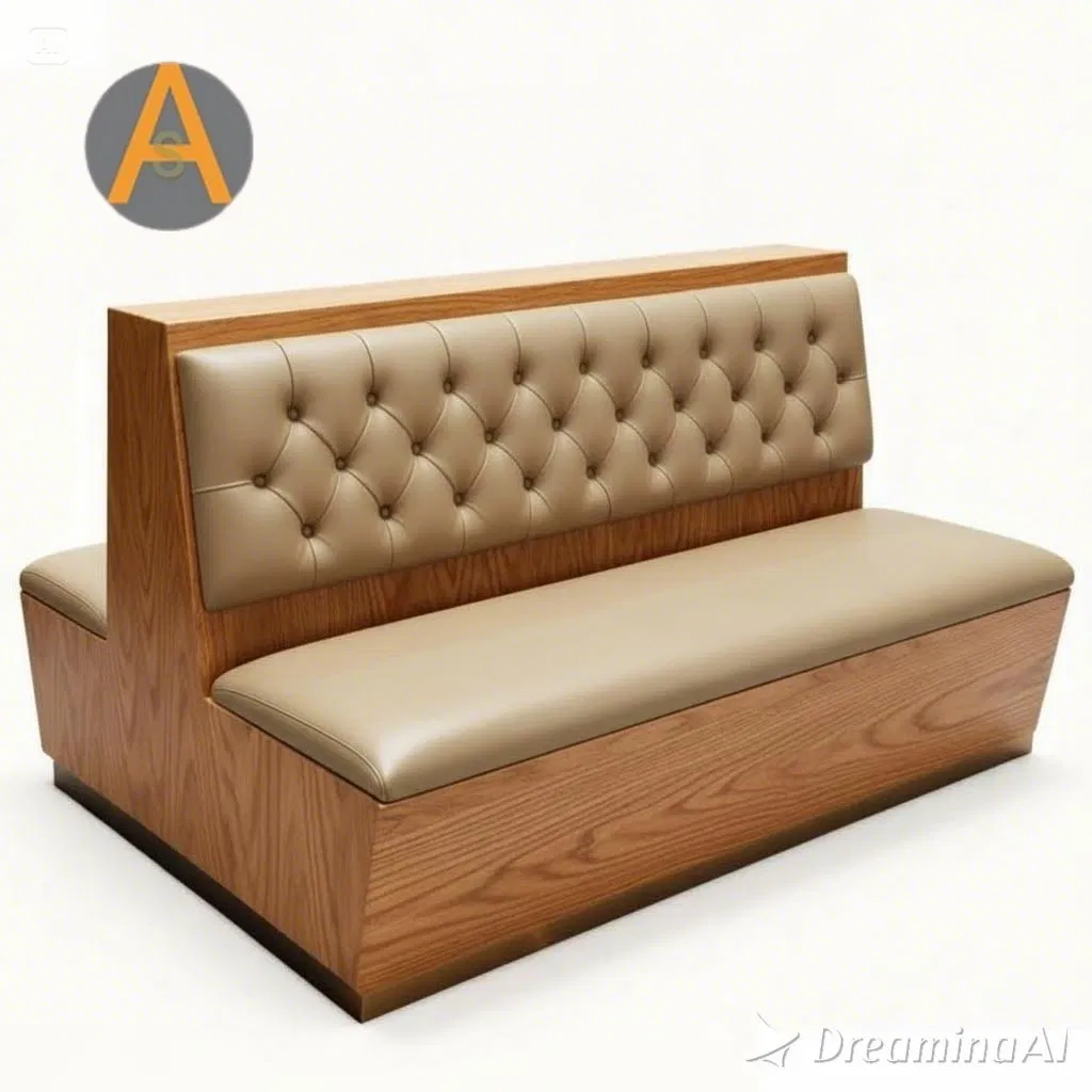 Modern Leather Restaurant Bench Seating with Solid Wood Frame for Hotel Bistro Dining Area Lounge