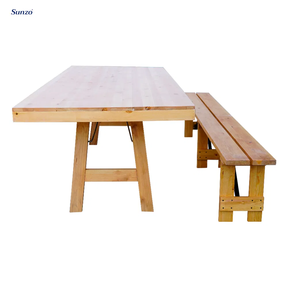 Elegant French Style Wooden Bench with Cushioning for Indoor Outdoor Party Event