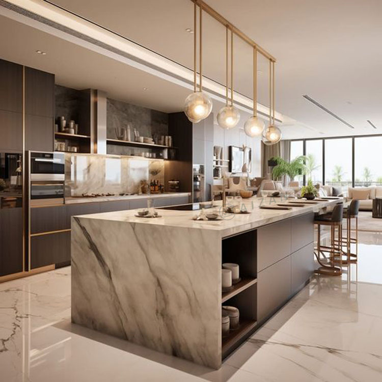 Solid Surface Top Luxury Kitchen Bench Island Table with Custom Size