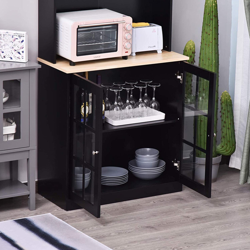 Living Room Bedroom Kitchen with Door Black Floor Storage Cabinet 0014