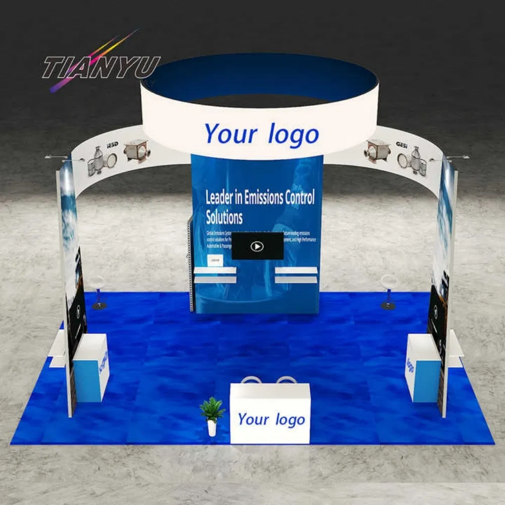 Modern Luxury Custom 6X6m Aluminum Modular Trade Show Booth &amp; Exhibition Island Stand with TV for Showroom, Expo &amp; Fair