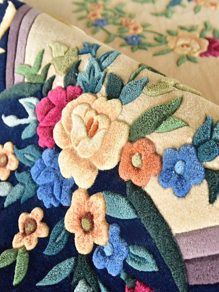 2m X 3m Gold European Style Luxury New Zealand Wool Thick Hand Tufted Carpet Rug for Home Living Room Bedroom Floor