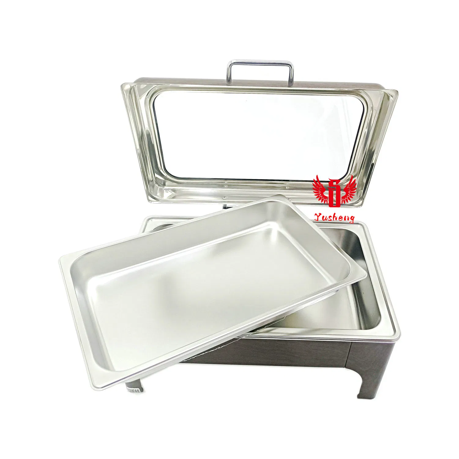 Good Price High Legs Rectangular Wooden Pattern Color Steel Buffet Catering Equipment