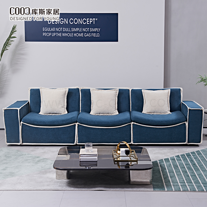 Modern Blue Fabric Three Seater Foam Sofa in Box Home Vacuum Pack Furniture Living Room Magical Compressed Sofa Couch