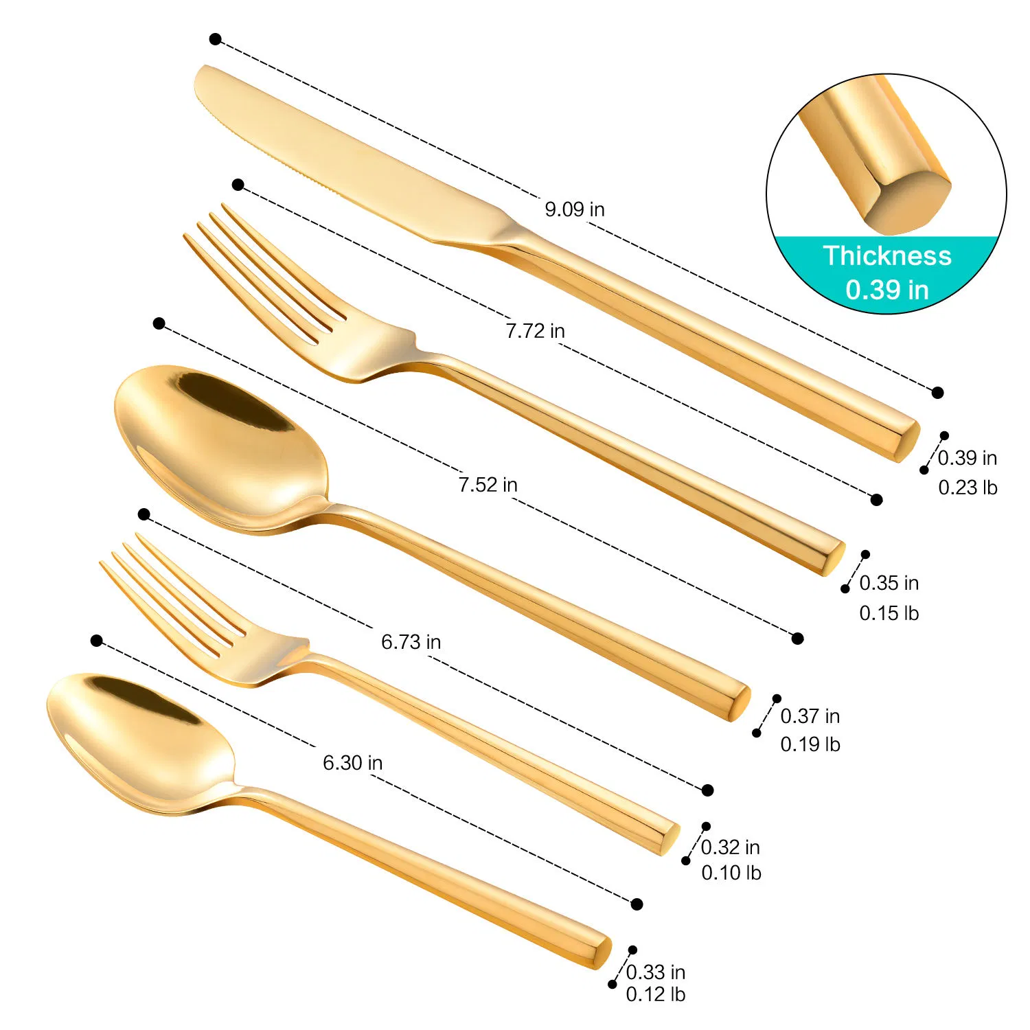 Elegant Hexagon Gold Stainless Steel Cutlery Set for Modern Dining