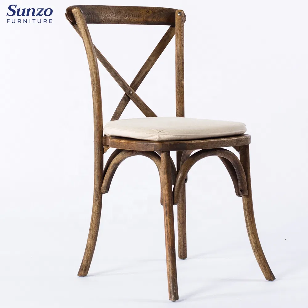 Wholesale Farmhouse Antique X Cross Back Chairs Stackable Wooden Rustic Dining Chairs