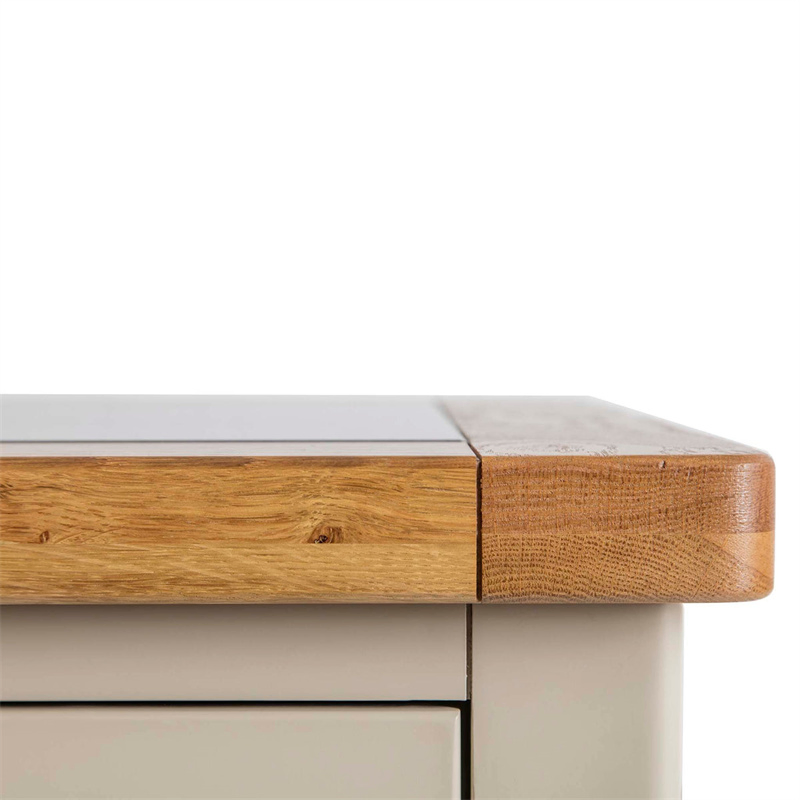 Hot Sell Smart Kitchen Cabinet Small Oak Toptable Grey/White Painting Wooden Kitchen Island with 1 Drawer and Side Wood Handle