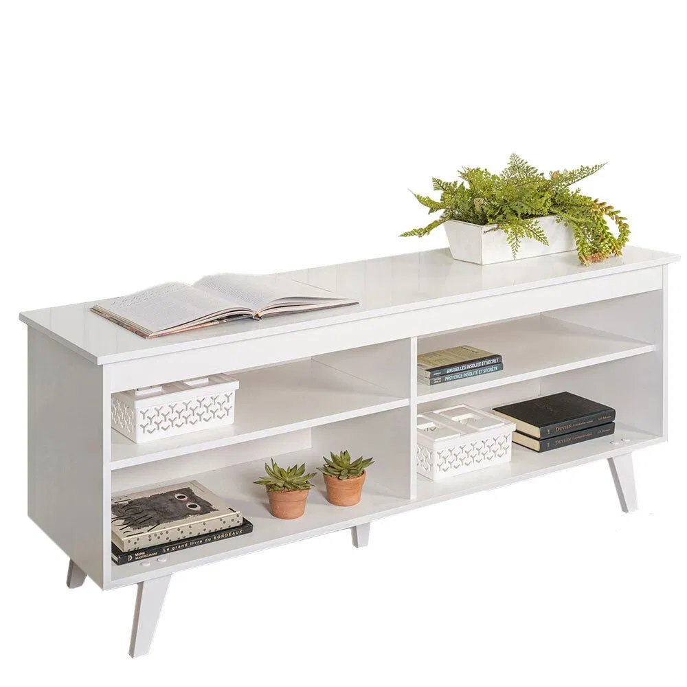 TV Unit, Console Table, TV Stand Wire Management and Storage Shelves