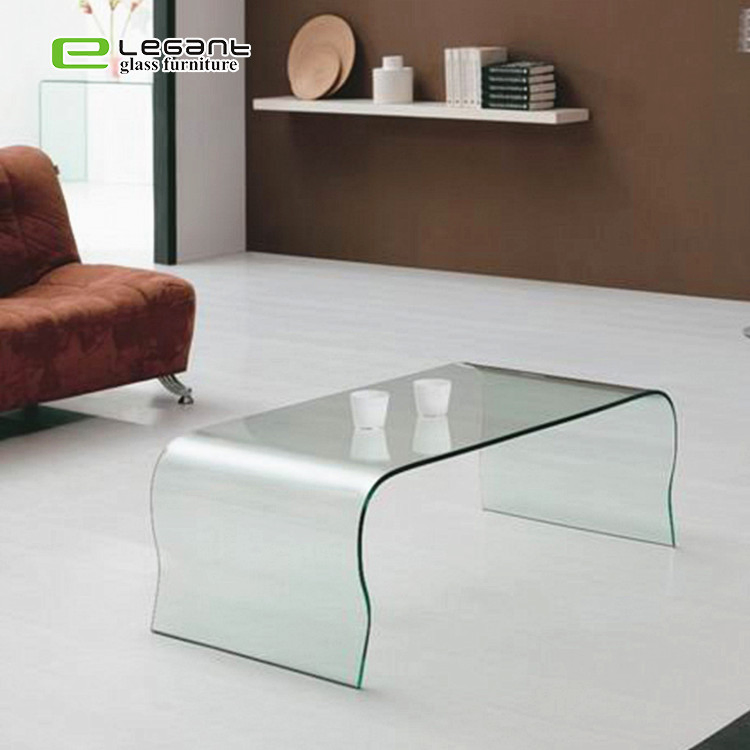 Newest Design Modern Hot Bent Gray Tempered Glass Coffee Nesting Table Price