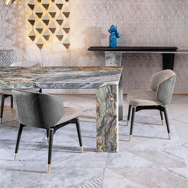 Luxury Modern Rectangular Marble Dining Table Set for Stylish Home Dining Room