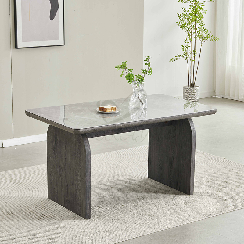 Contemporary Nordic 6 Seat Dining Table Rectangle MDF Villa Homestay Dining Table Nordic Furniture