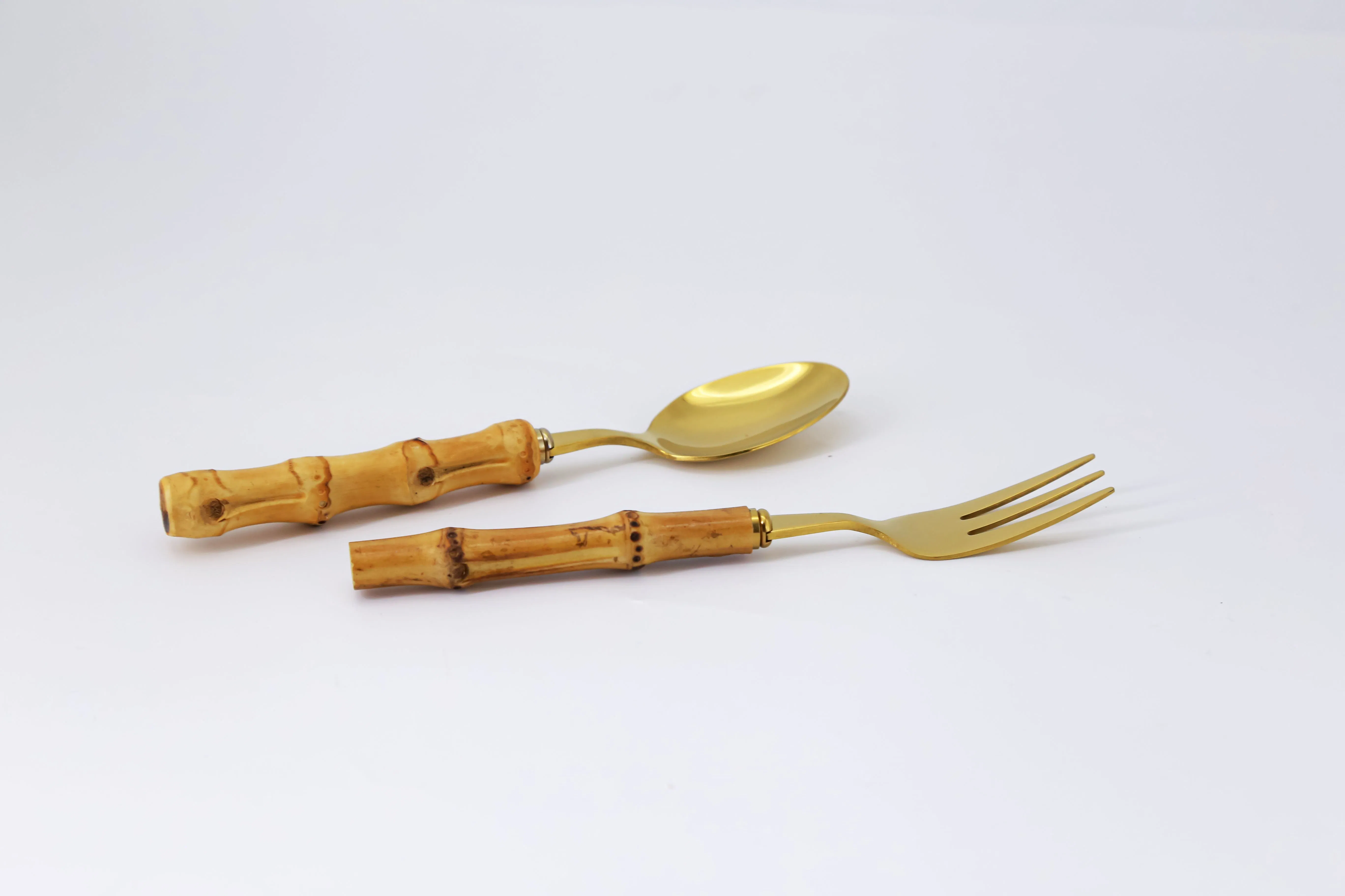 Elegant Modern Bamboo Handle Dining 4-Piece Stainless Steel Cutlery Set