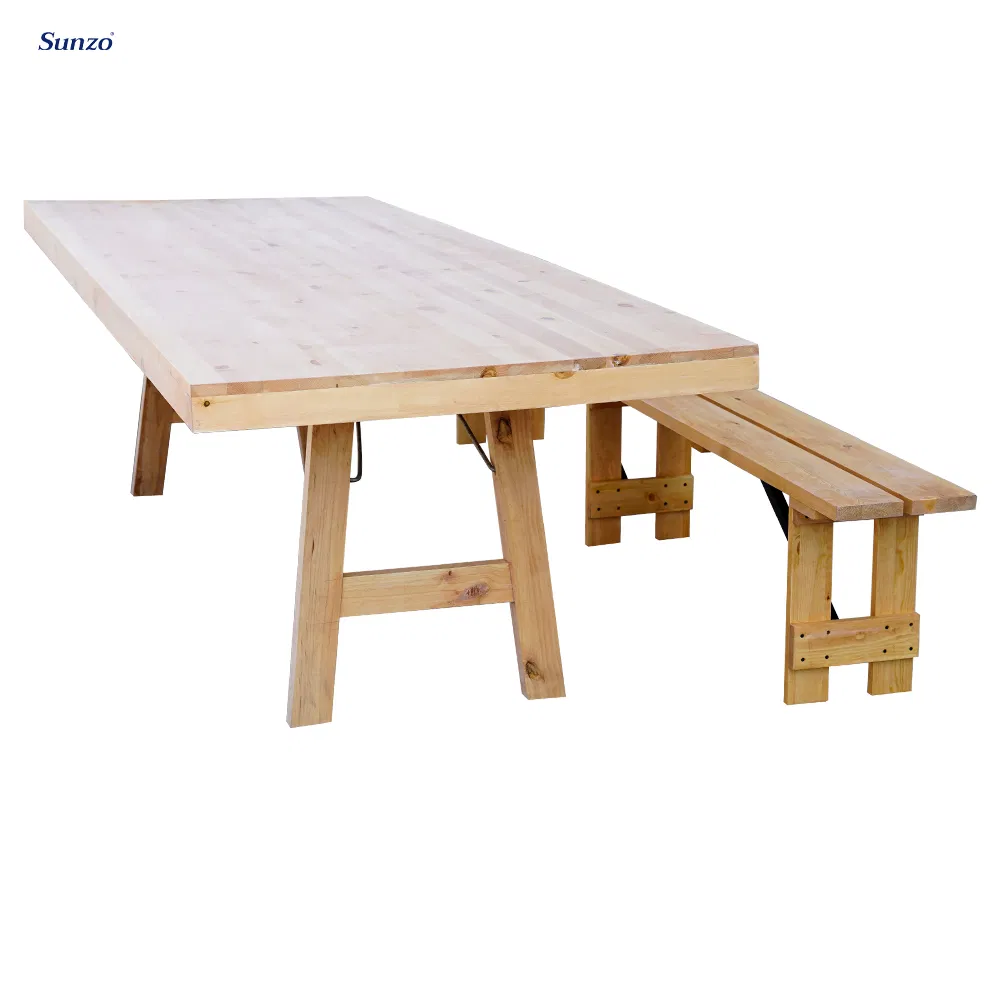 Elegant French Style Wooden Bench with Cushioning for Indoor Outdoor Party Event