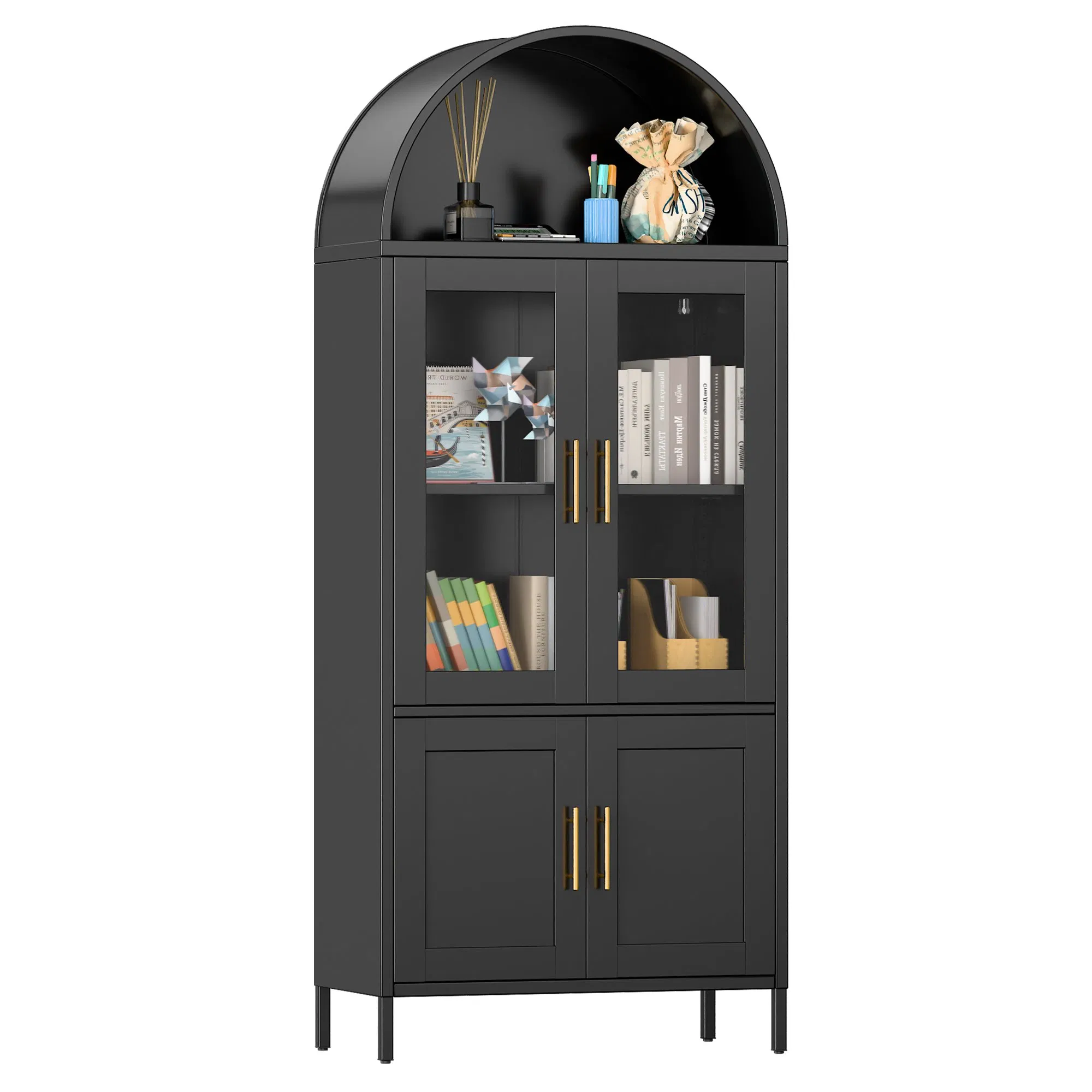 Metal Storage Cabinet Living Room Furniture Glass Double Door Cabinet Living Room Kitchen Cabinet