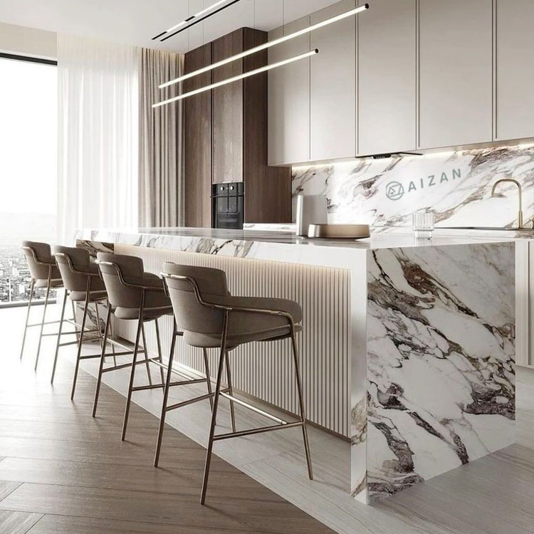 Solid Surface Top Luxury Kitchen Bench Island Table with Custom Size