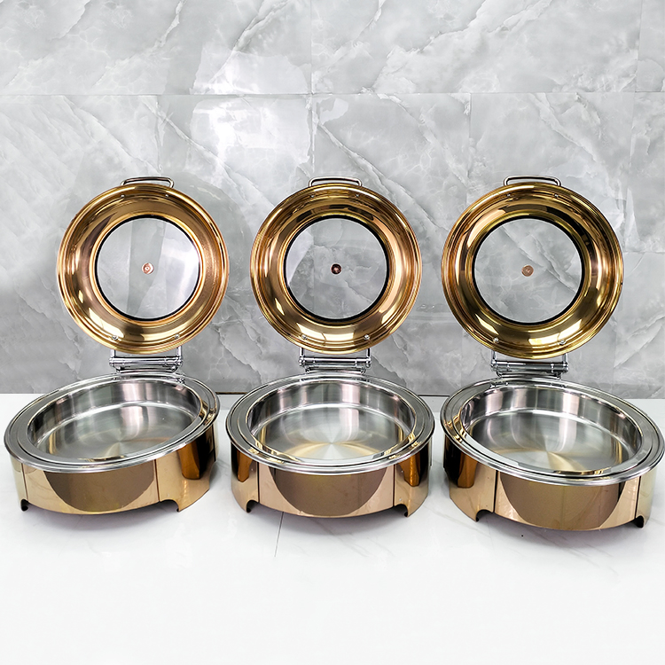 Commercial Hotel Rose Gold Buffet Stove Stainless Steel 6L Chafing Dishes Buffet Heater Warmer
