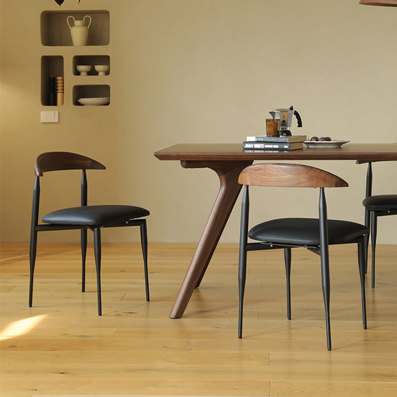 Dining Table Chair Sets with Steel Leg Modern Solid Wood for Restaurant Metal Iron Restaurant Furniture Kitchen Chair