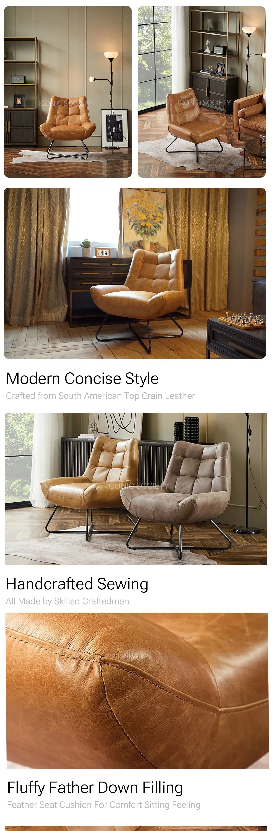 Modern Lounge Leather Accent Chair View 1