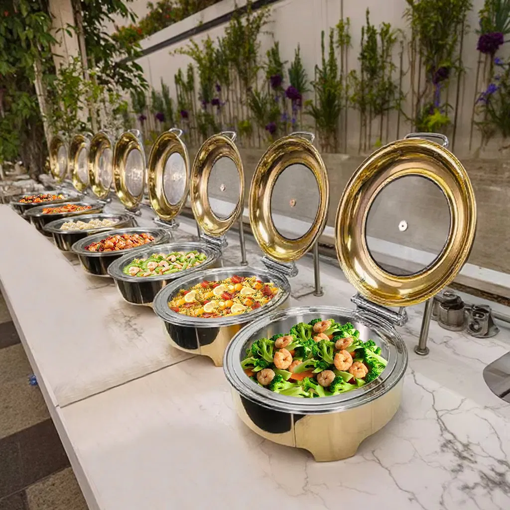 Commercial Hotel Rose Gold Buffet Stove Stainless Steel 6L Chafing Dishes Buffet Heater Warmer