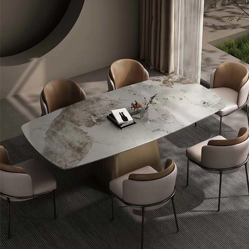 Cheap Price Restaurant Dining Room Slate Top Dining Table Set for 6 8 Seater Chairs