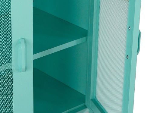 Living Room Furniture Mesh Door Modern Metal Home Accent Storage Cabinet
