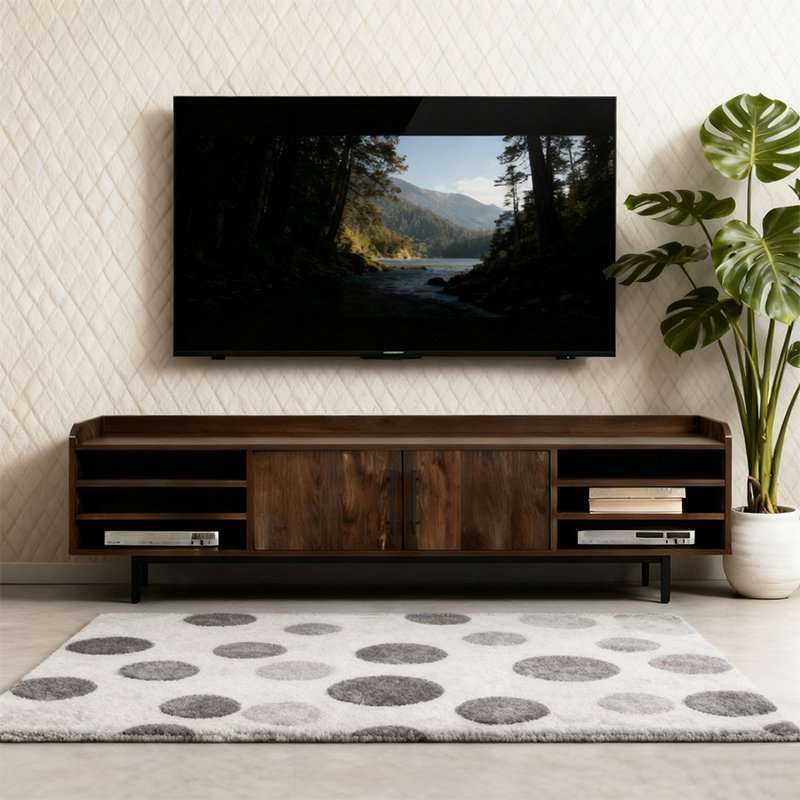 Modern Multi-Storage TV Stand with Adjustable Shelves and Cabinets