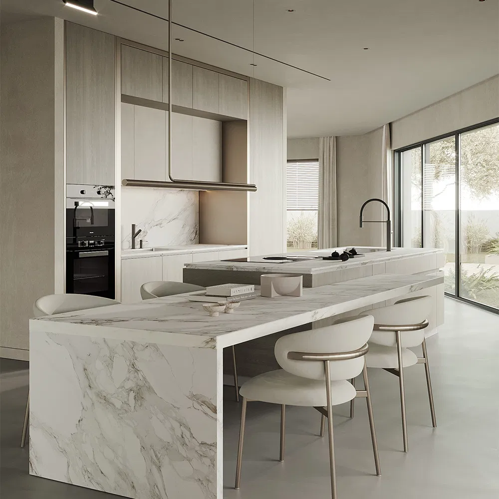 Waymove Modern Farmhouse Kitchen Island with Sink and Faucet