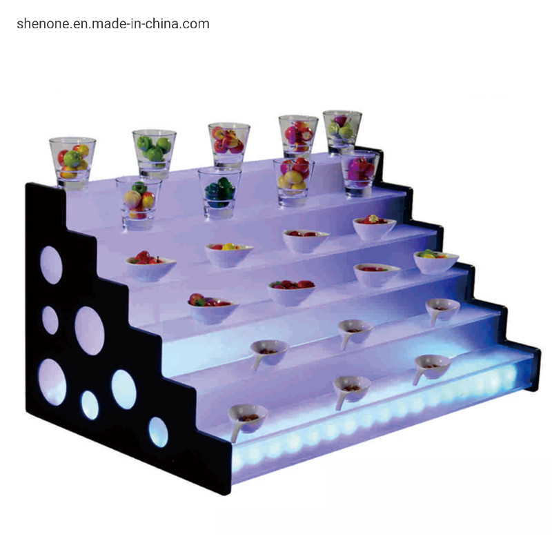 Shenone Buffet Catering Elevation Decorations and Equipment for Sale Decorative Acrylic Mirror Dessert Cake Display Stand Buffet Riser