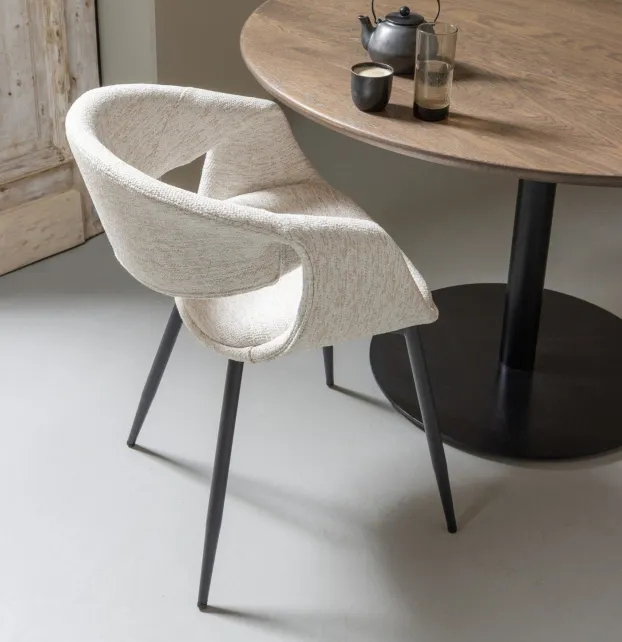 Commercial Modern Unique Style Dining Room Chairs Luxury Cream White Material Fabric Arm Accent Cafe Chairs for Restaurant