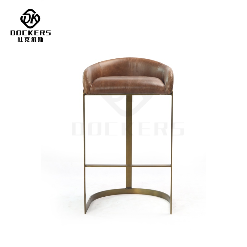 Contemporary European Hotel Barstool with Bronze Metal Frame
