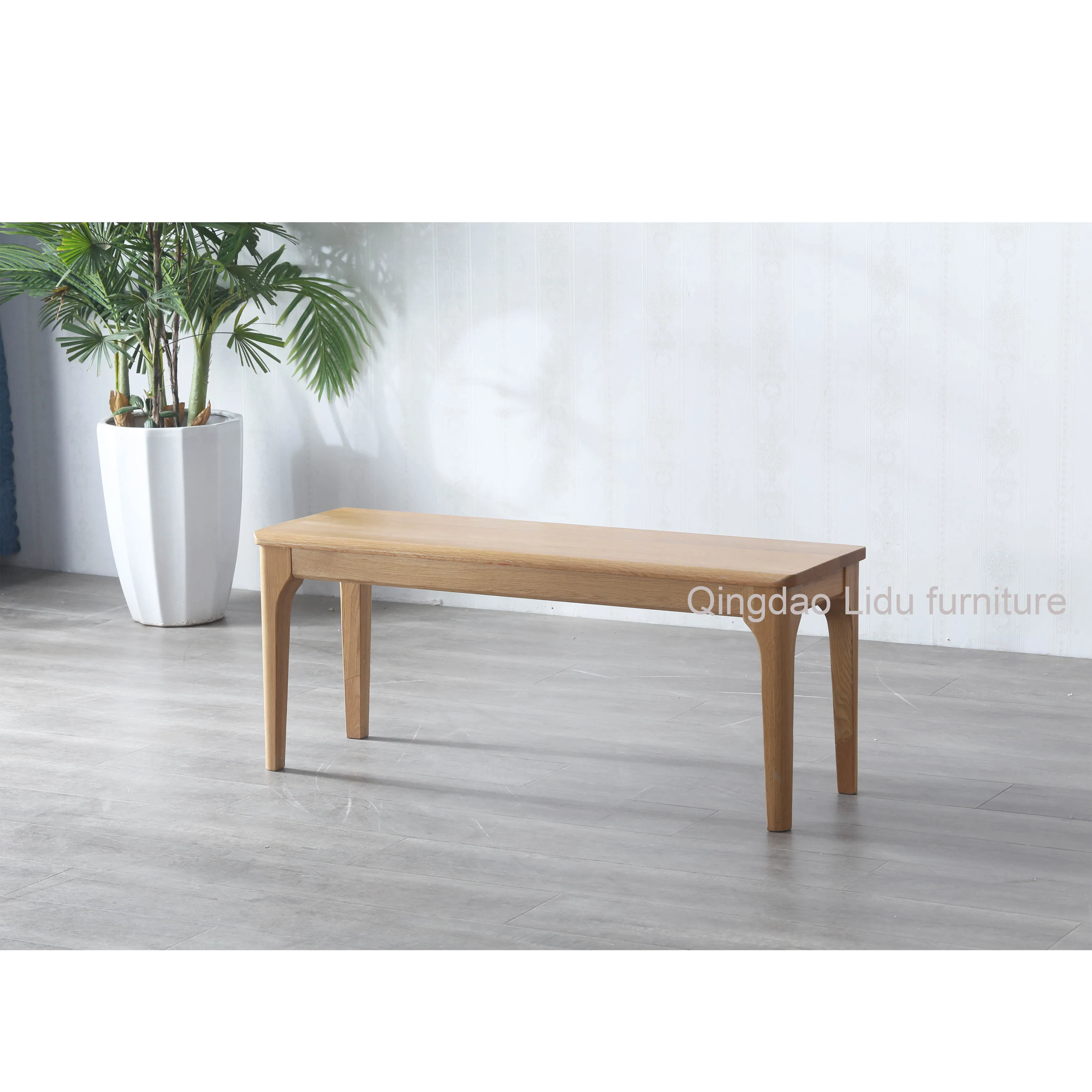 Minimalist Style Solid Beech Wood Long Stool Living and Dining Room Seating Benches